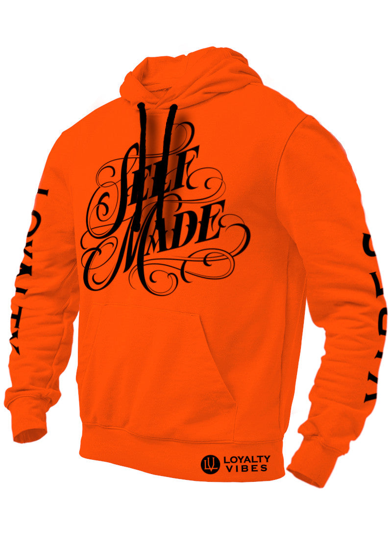 Self Made Streetwear Hoodie Orange Black - Loyalty Vibes