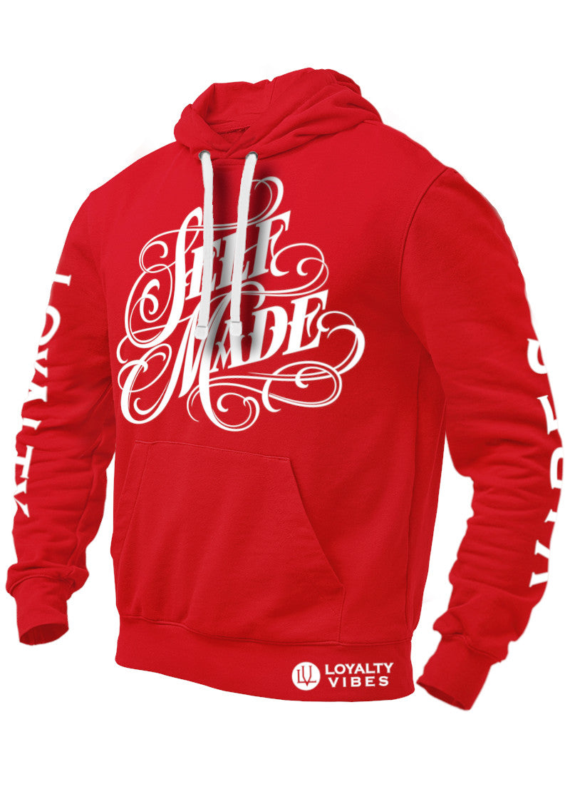 Loyalty Vibes Self Made Hoodie Red White Men's - Loyalty Vibes