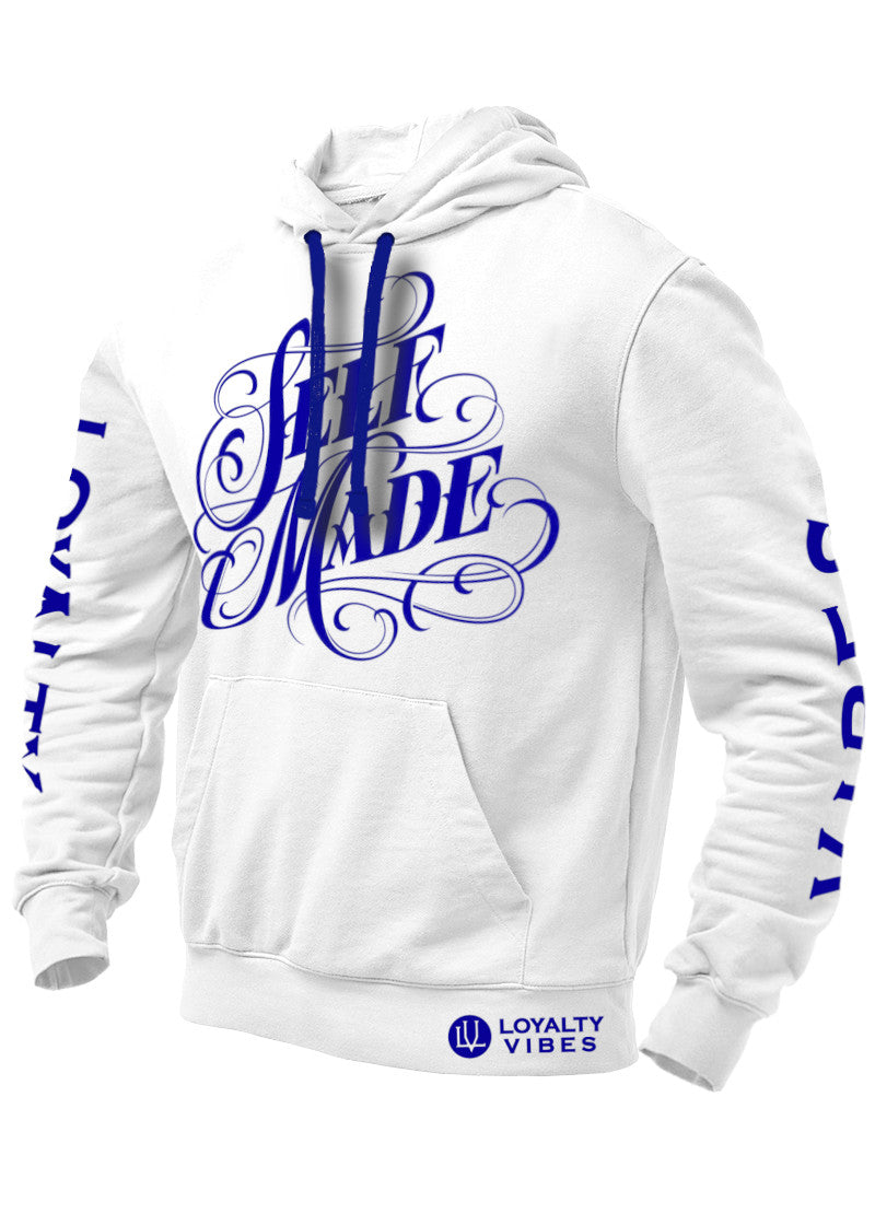 Loyalty Vibes Self Made Hoodie White Blue Men's - Loyalty Vibes
