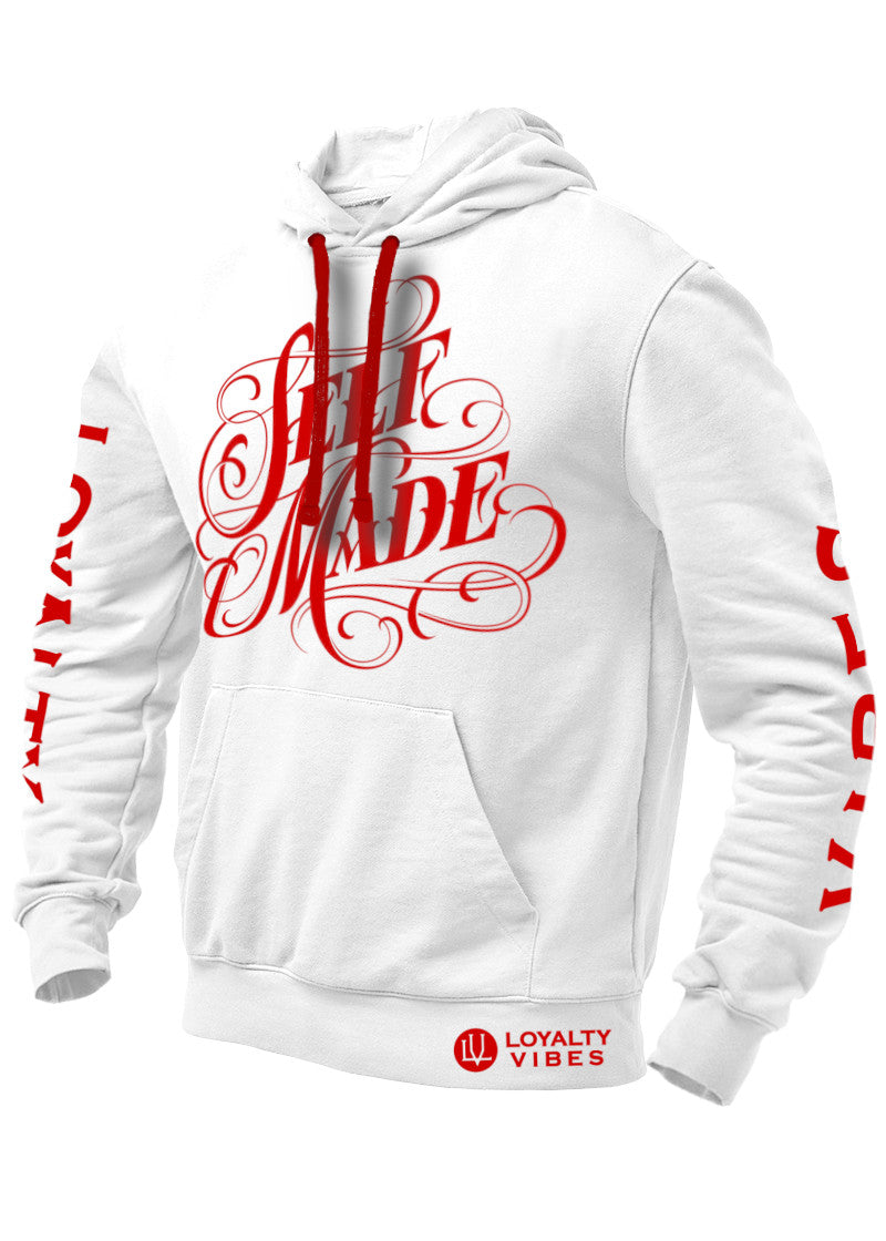 Loyalty Vibes Self Made Hoodie White Red Men's - Loyalty Vibes