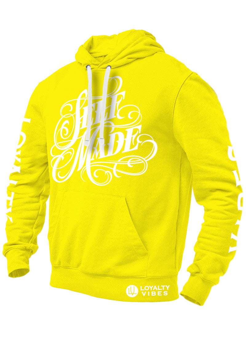 Loyalty Vibes Self Made Hoodie Yellow White Men's - Loyalty Vibes