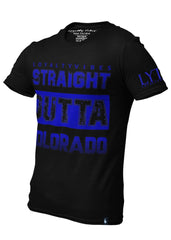 Straight Outta Colorado Streetwear T-Shirt Black Blue - Loyalty Vibes