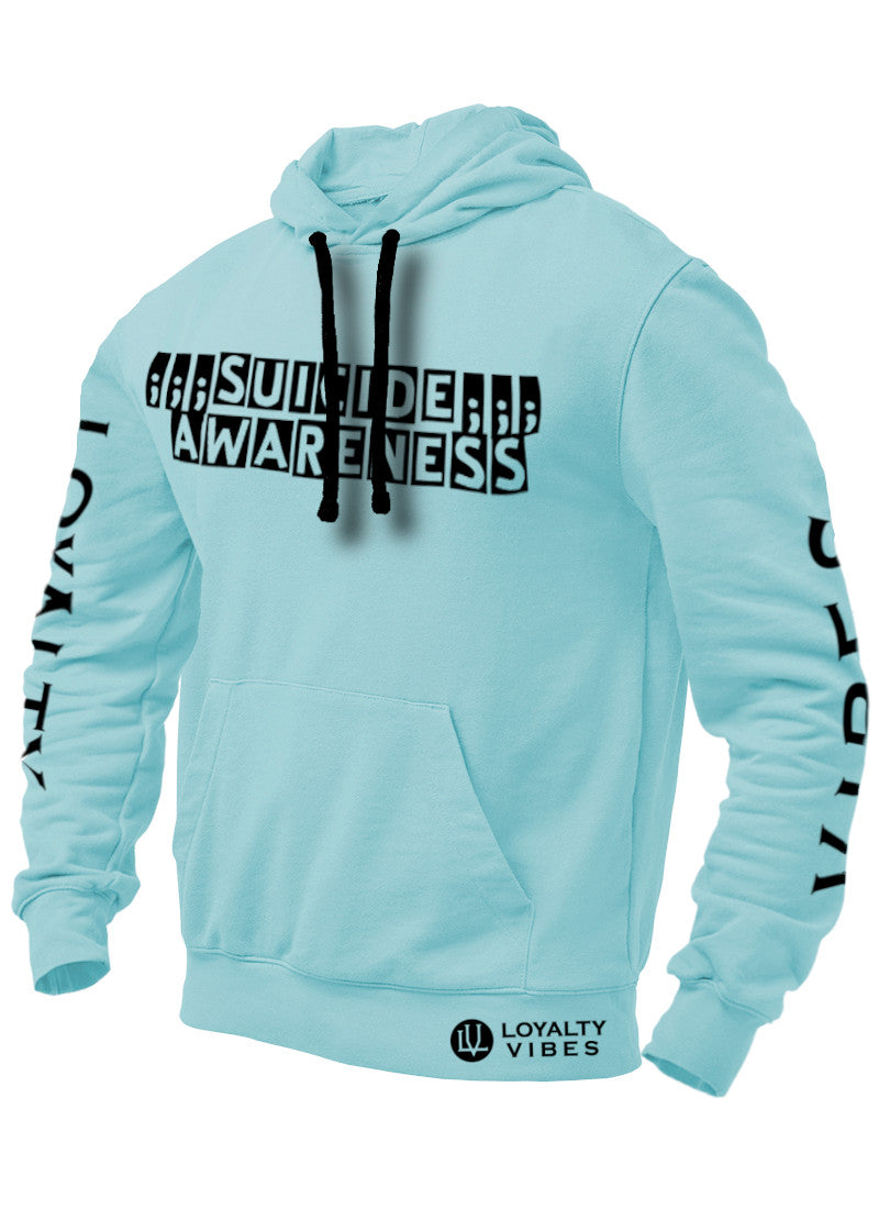 Suicide Awareness Graphic Hoodie Sky Blue Black - Loyalty Vibes