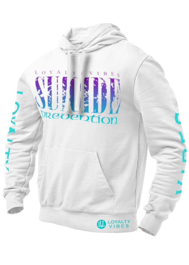 Suicide Prevention Hoodie White Teal Purple - Loyalty Vibes