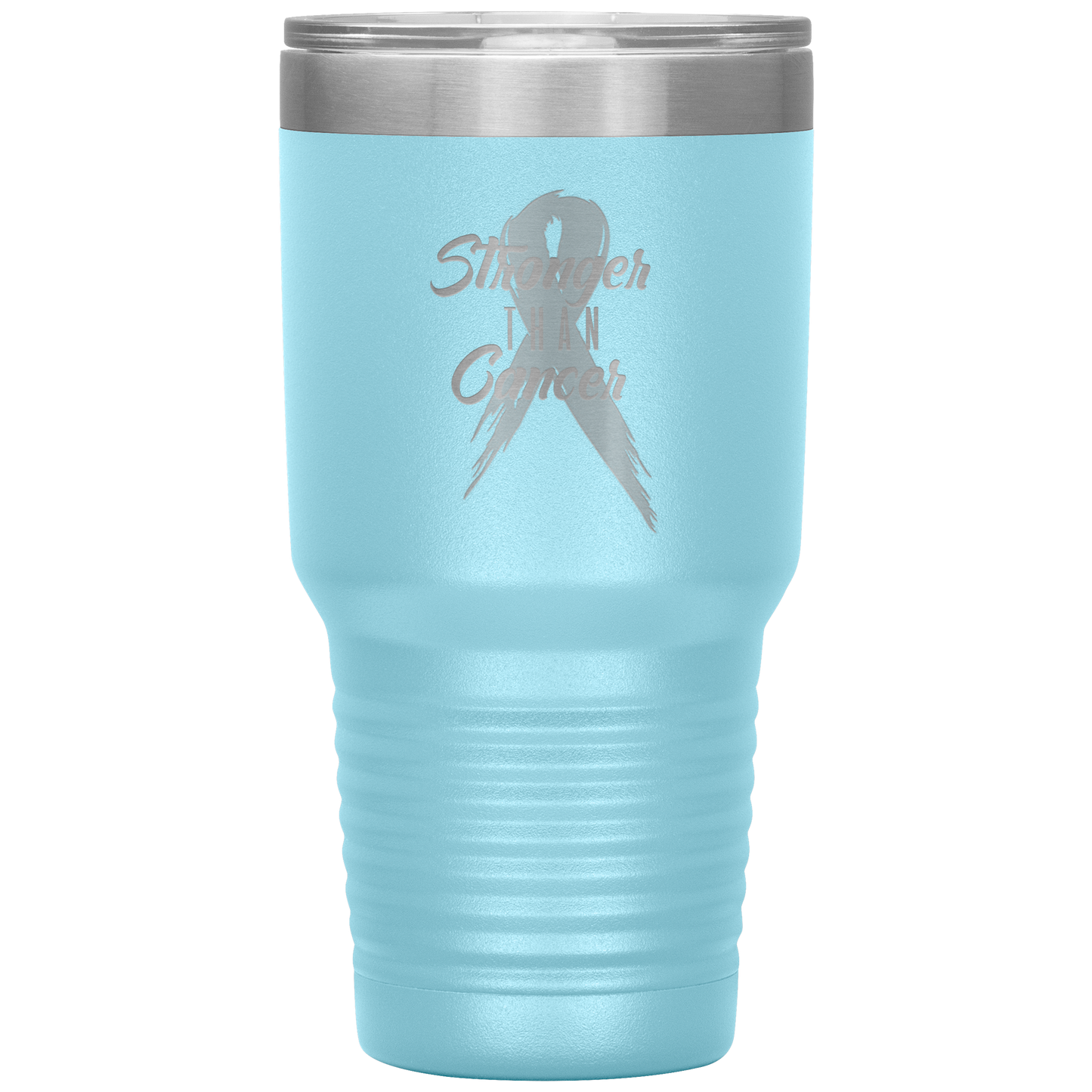 Stronger Than Cancer Tumbler Light Blue