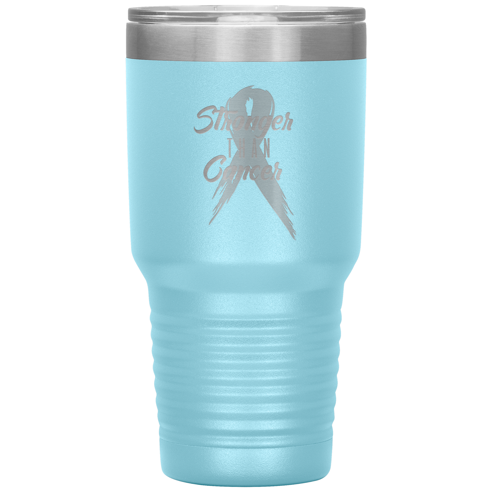 Stronger Than Cancer Tumbler Light Blue
