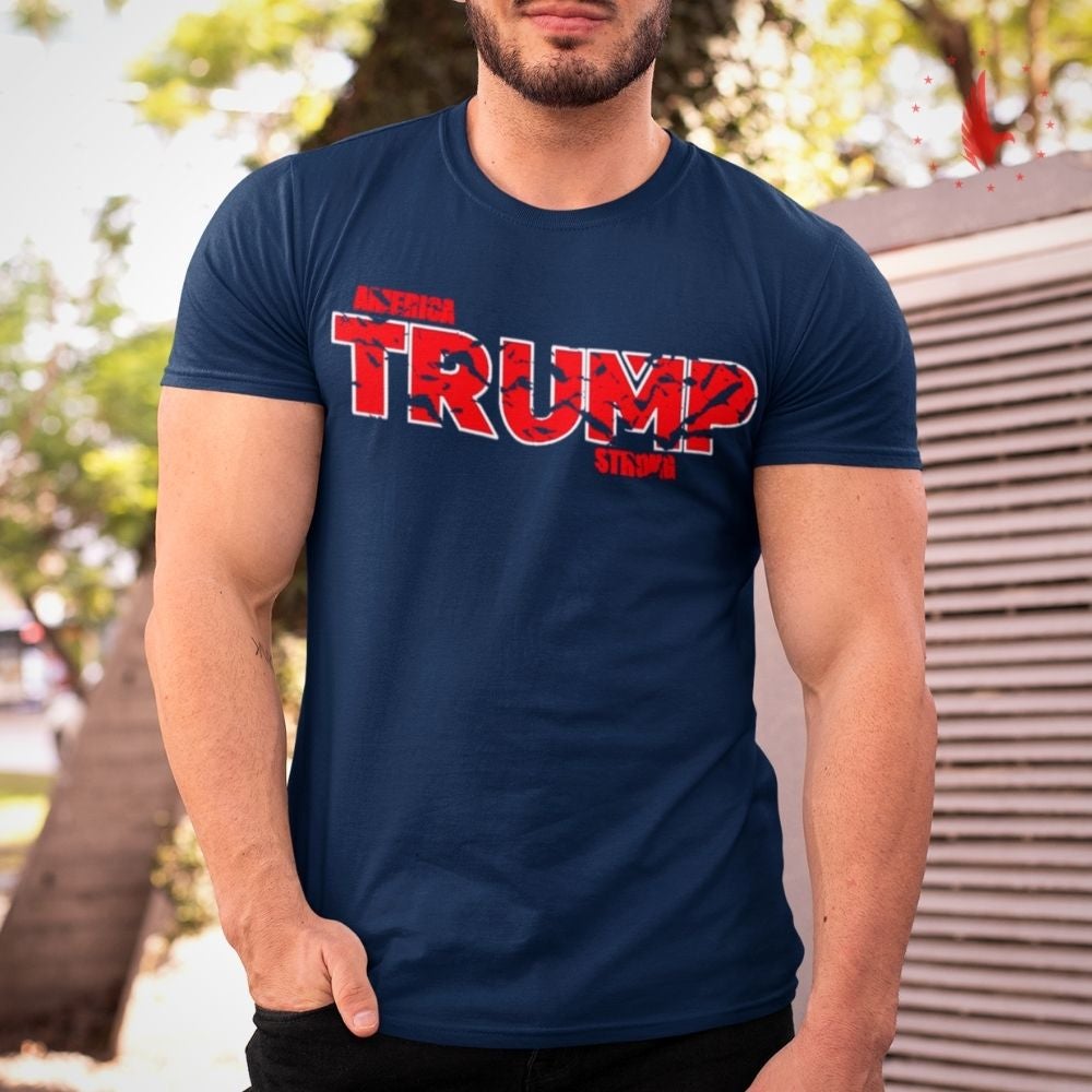 America Trump Strong T-Shirt Navy Blue Men's - Loyalty Vibes