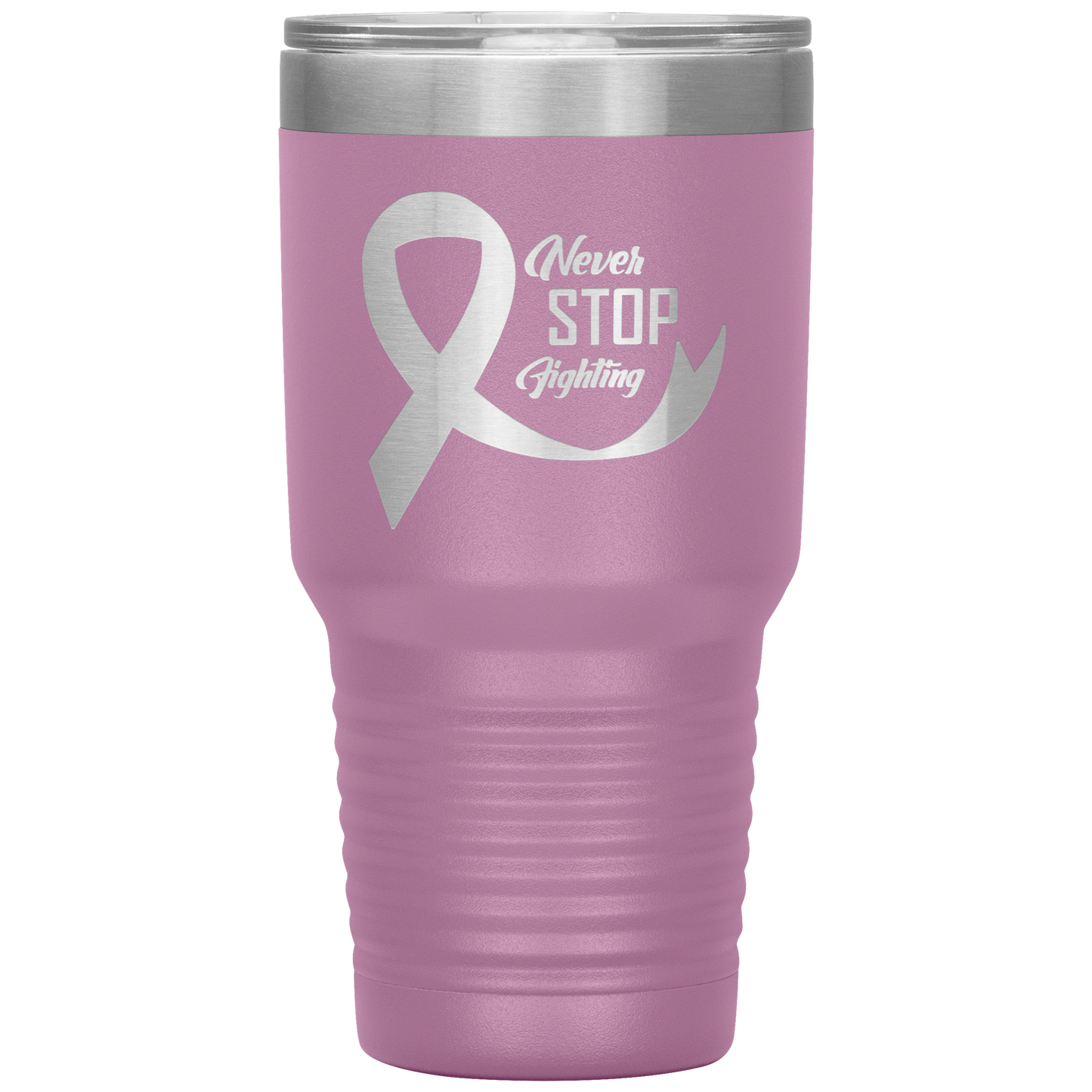 Never Stop Fighting Tumbler Light Purple