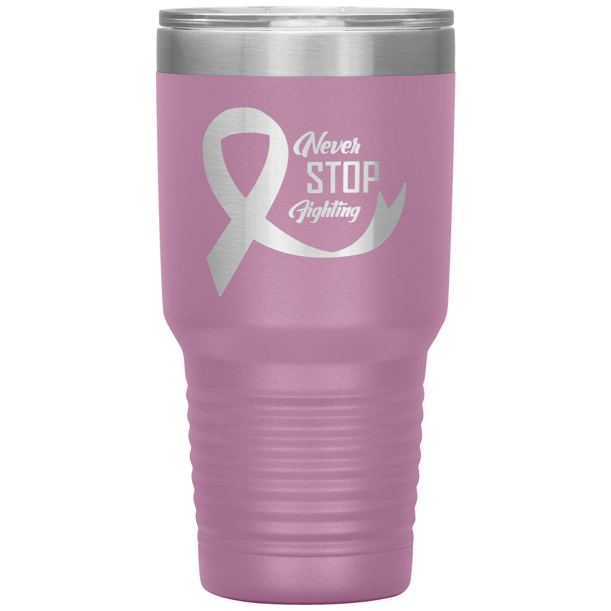 Never Stop Fighting Tumbler Light Purple