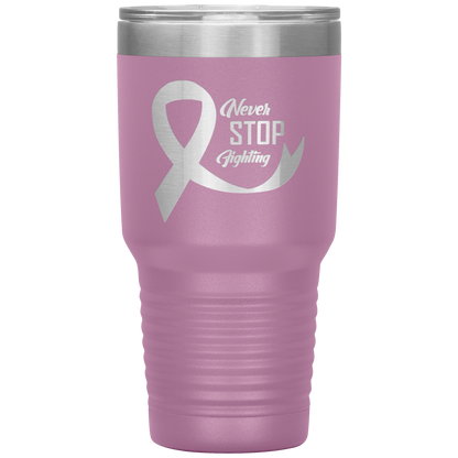 Never Stop Fighting Tumbler Light Purple