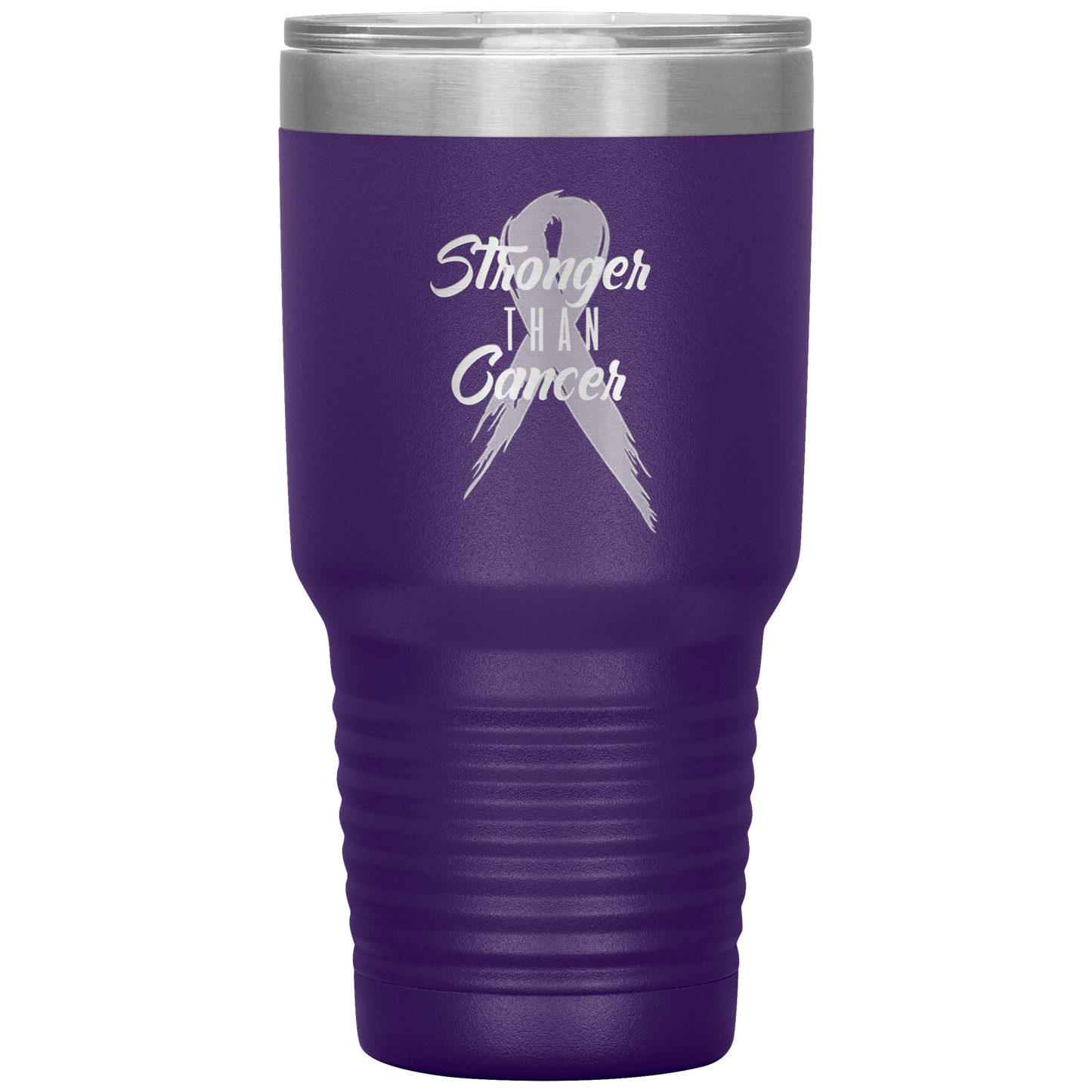 Stronger Than Cancer Tumbler Purple