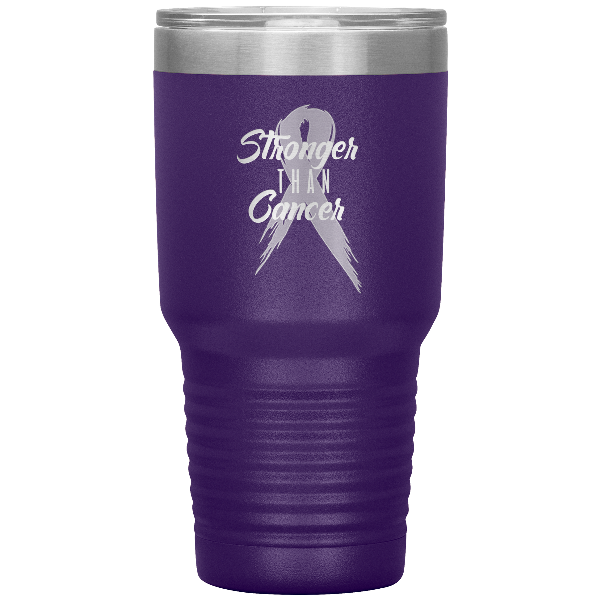 Stronger Than Cancer Tumbler Purple