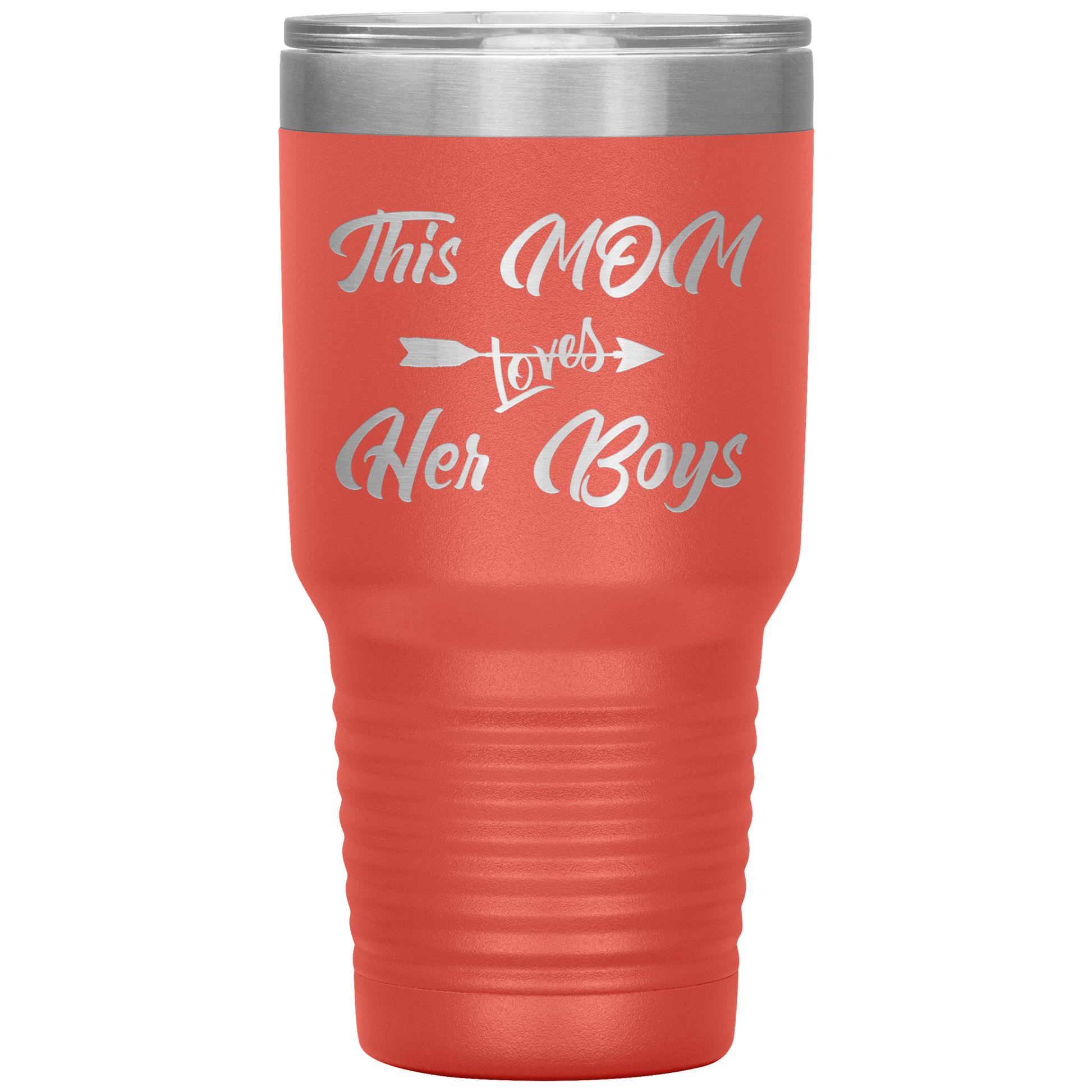 This Mom Loves Her Boys Tumbler Coral
