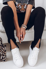 High Waist Slit Leggings - Loyalty Vibes