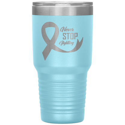 Never Stop Fighting Tumbler Light Blue