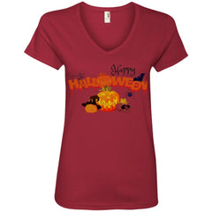 Happy Halloween V-Neck T-Shirt Independence Red - Loyalty Vibes