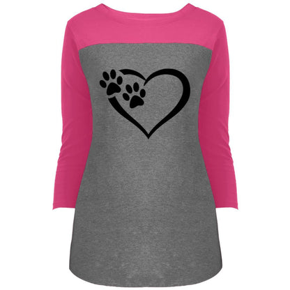 Juniors' Paws Of Passion T-Shirt Dark Fuchsia Grey Frost - Loyalty Vibes