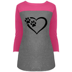 Juniors' Paws Of Passion T-Shirt Dark Fuchsia/Grey Frost - Loyalty Vibes