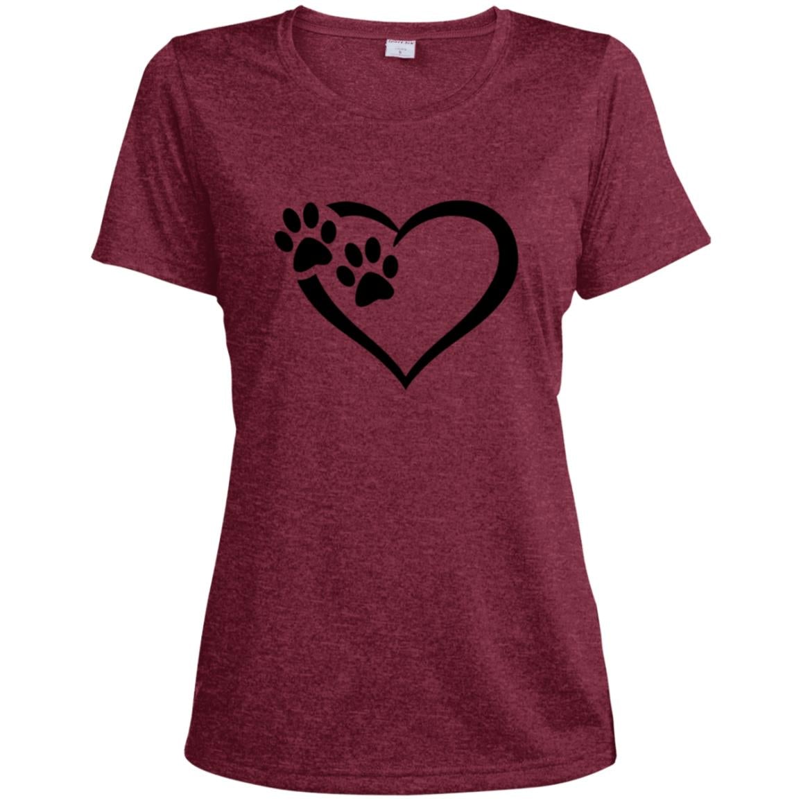 Women's Paws Of Passion T-Shirt Cardinal Heather - Loyalty Vibes