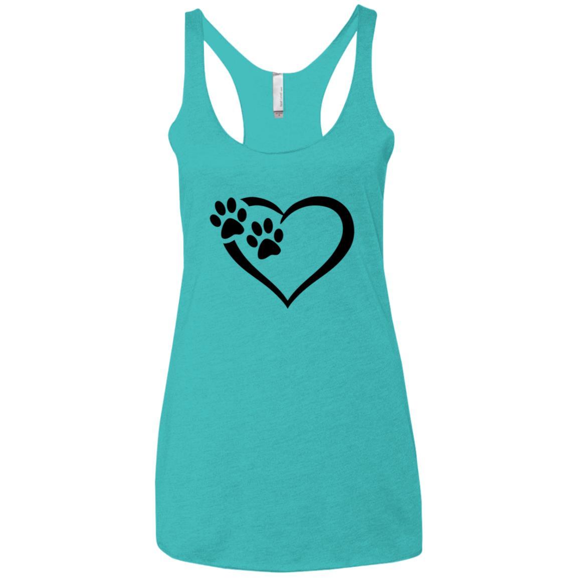 Ladies' Paws Of Passion Racerback Tank Tahiti Blue - Loyalty Vibes