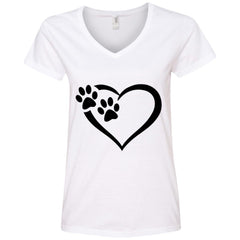 Paws Of Passion V-Neck T-Shirt - White - Loyalty Vibes