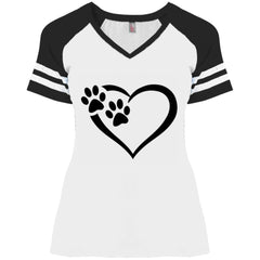 Ladies' Paws Of Passion Crossover T-Shirt White/Black - Loyalty Vibes