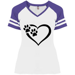 Ladies' Paws Of Passion Crossover T-Shirt White/Heather Purple - Loyalty Vibes