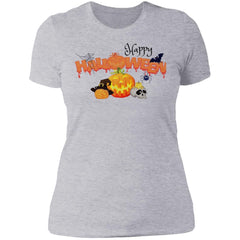 Slim Fit Happy Halloween Graphic T-Shirt Heather Grey - Loyalty Vibes