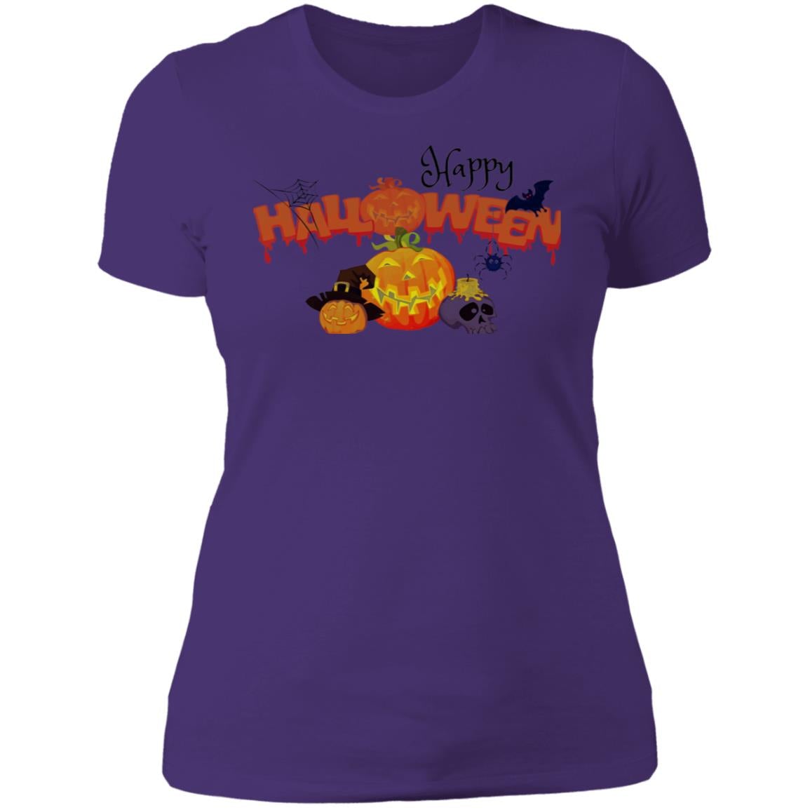 Slim Fit Happy Halloween Graphic T-Shirt Purple Rush - Loyalty Vibes
