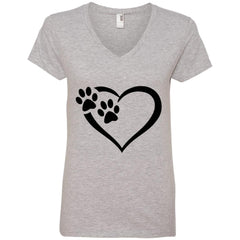 Paws Of Passion V-Neck T-Shirt Heather Grey - Loyalty Vibes