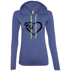 Paws Of Passion Slim Fit Hoodie Heather Blue/Neon Yellow - Loyalty Vibes