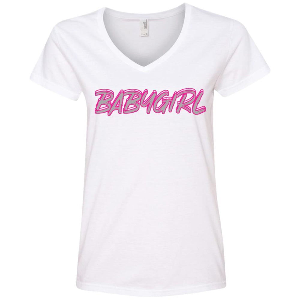 Blazin' BabyGirl V-Neck T-Shirt White - Loyalty Vibes