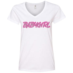 Blazin' BabyGirl V-Neck T-Shirt White - Loyalty Vibes