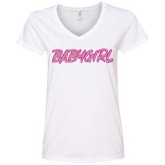 Blazin' BabyGirl V-Neck T-Shirt - White - Loyalty Vibes