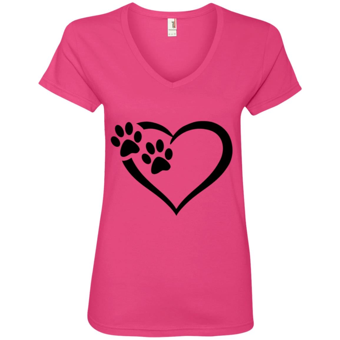 Paws Of Passion V-Neck T-Shirt Hot Pink - Loyalty Vibes