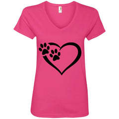 Paws Of Passion V-Neck T-Shirt - Hot Pink - Loyalty Vibes