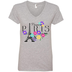 Ladies' Paris V-Neck T-Shirt Special Edition Heather Grey - Loyalty Vibes