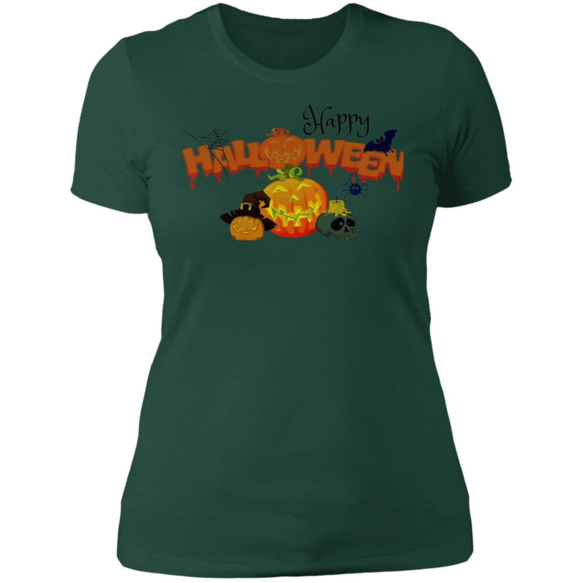 Slim Fit Happy Halloween Graphic T-Shirt Forest Green - Loyalty Vibes
