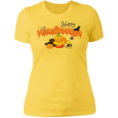 Slim Fit Happy Halloween Graphic T-Shirt Vibrant Yellow - Loyalty Vibes