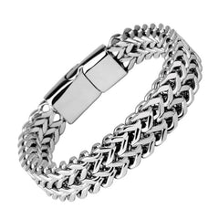 Braided Double Link Men's Bracelet Silver - Loyalty Vibes