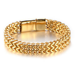 Braided Double Link Men's Bracelet Gold - Loyalty Vibes