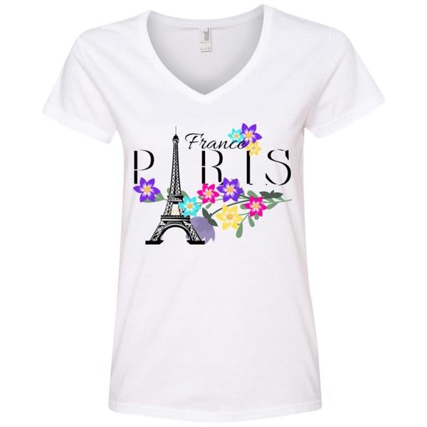 Ladies' Paris V-Neck T-Shirt Special Edition White - Loyalty Vibes