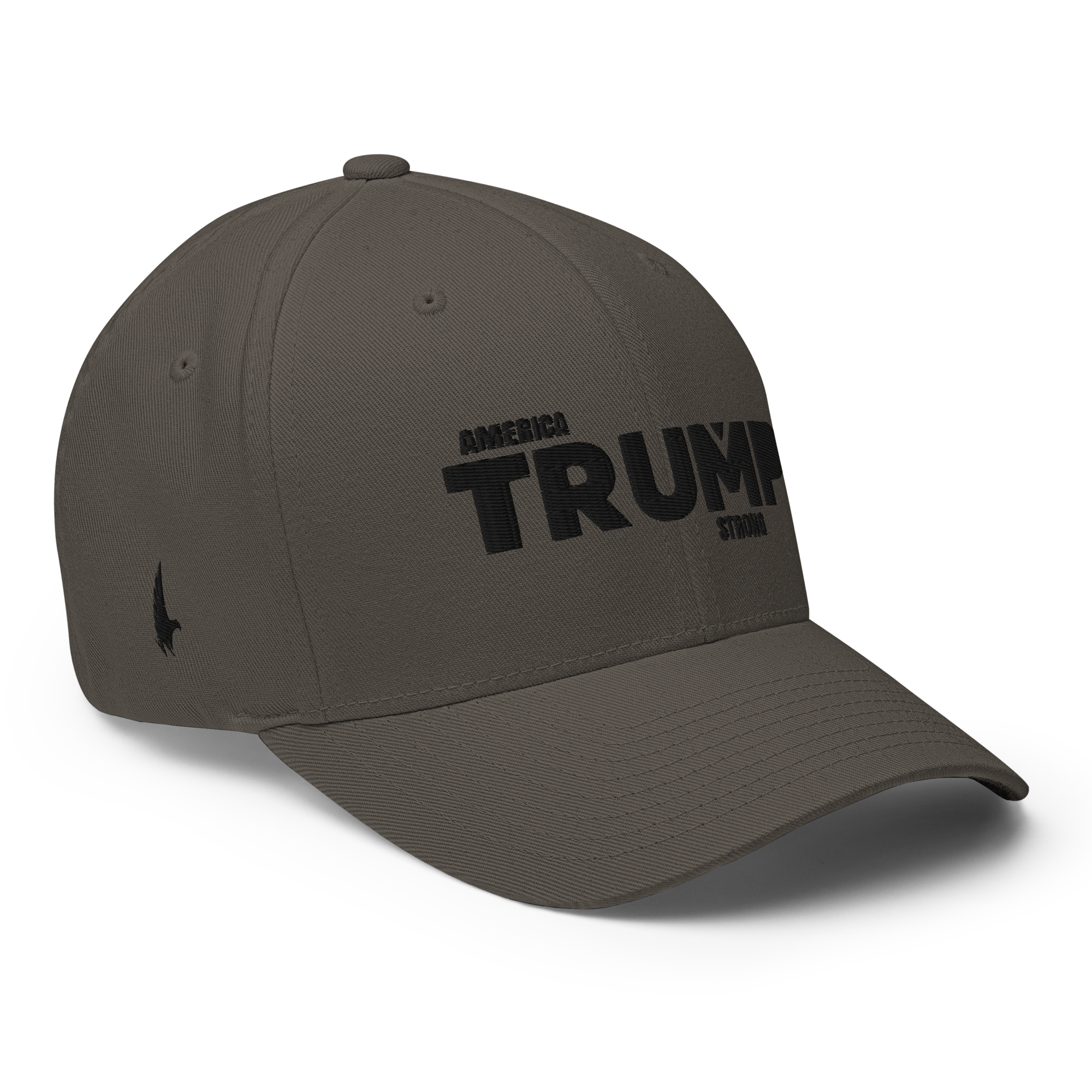 America Strong Trump Flexfit Hat - Charcoal Grey / Black Fitted - Loyalty Vibes
