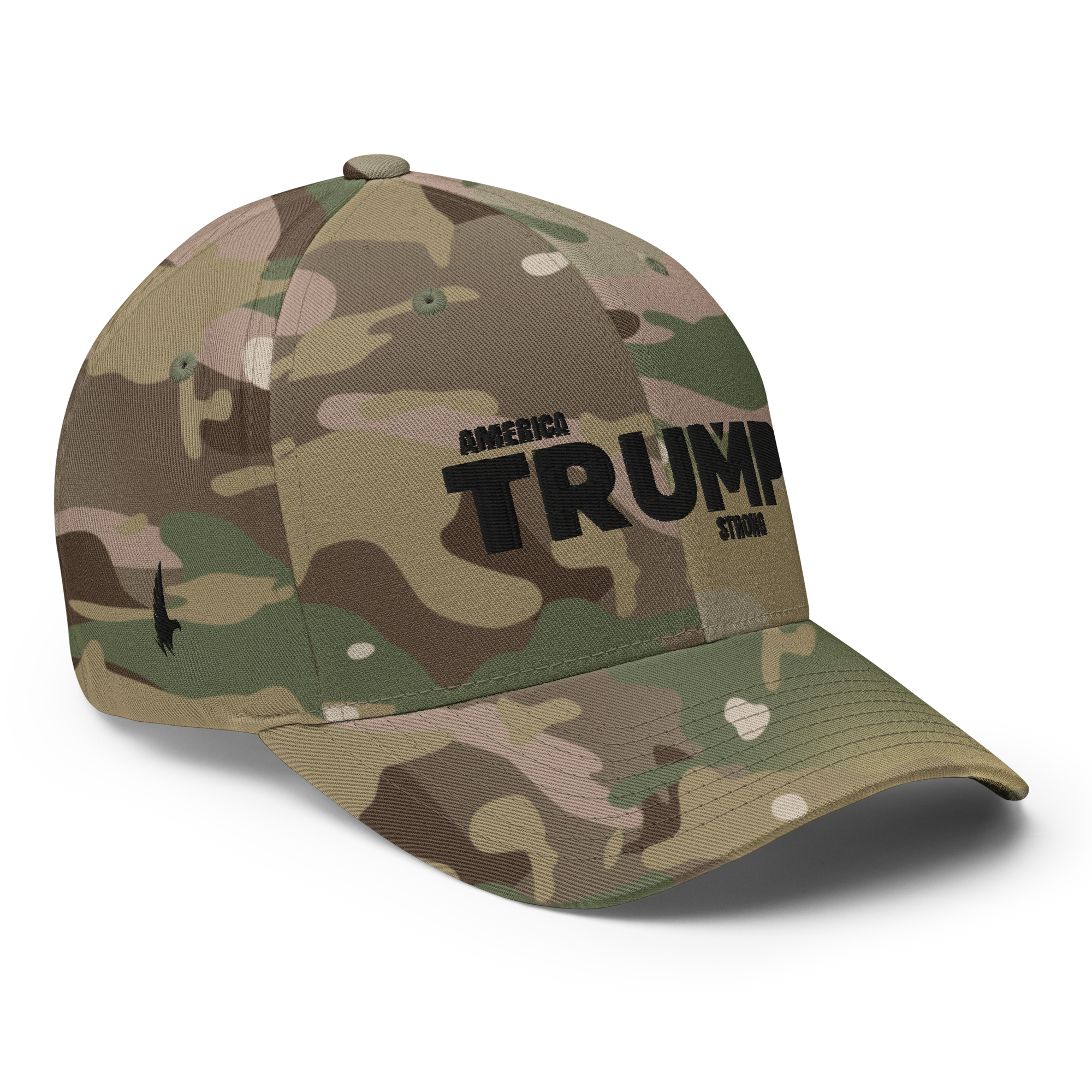 America Strong Trump Flexfit Hat - Camo / Black Fitted - Loyalty Vibes