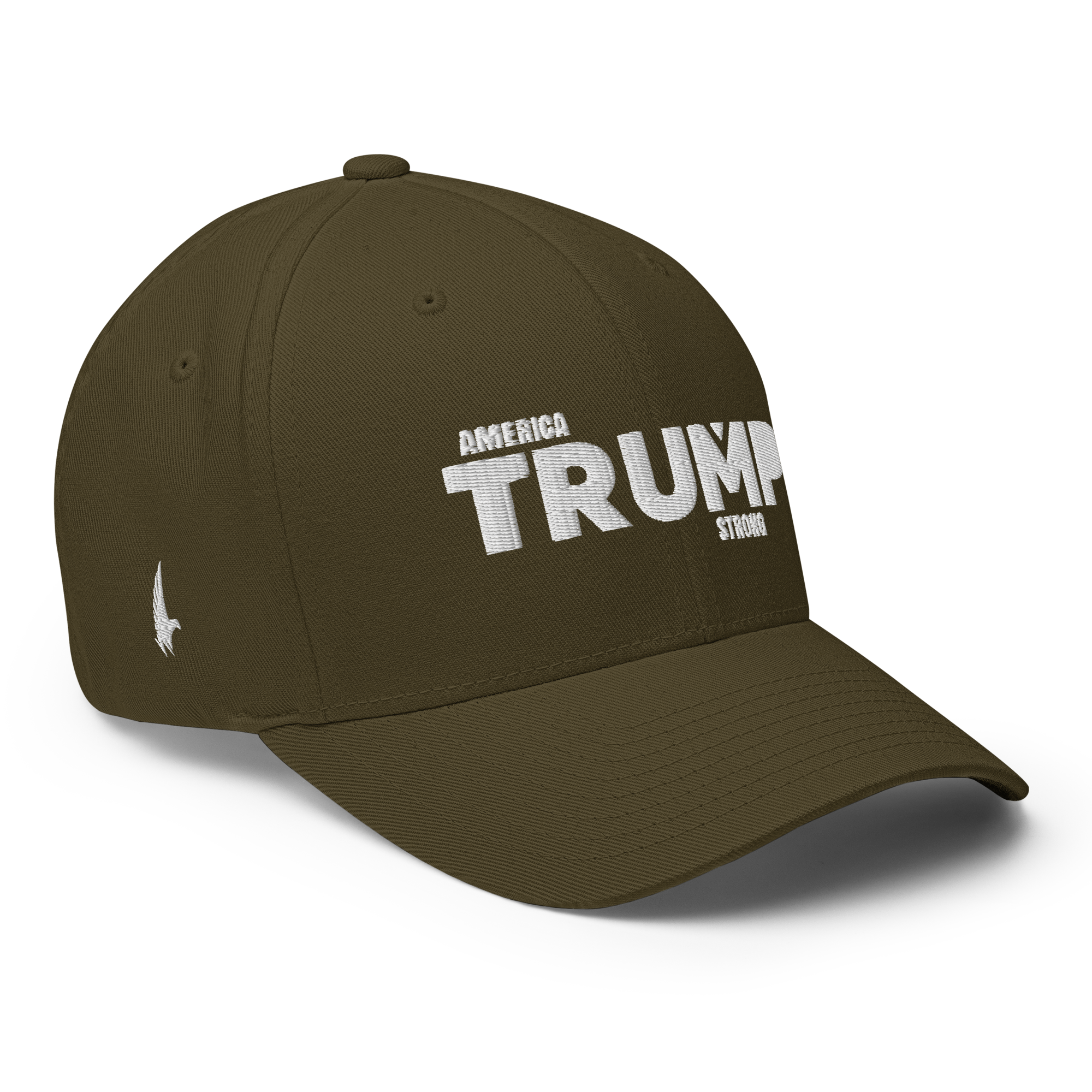 America Strong Trump Flexfit Hat - Military Green Fitted - Loyalty Vibes