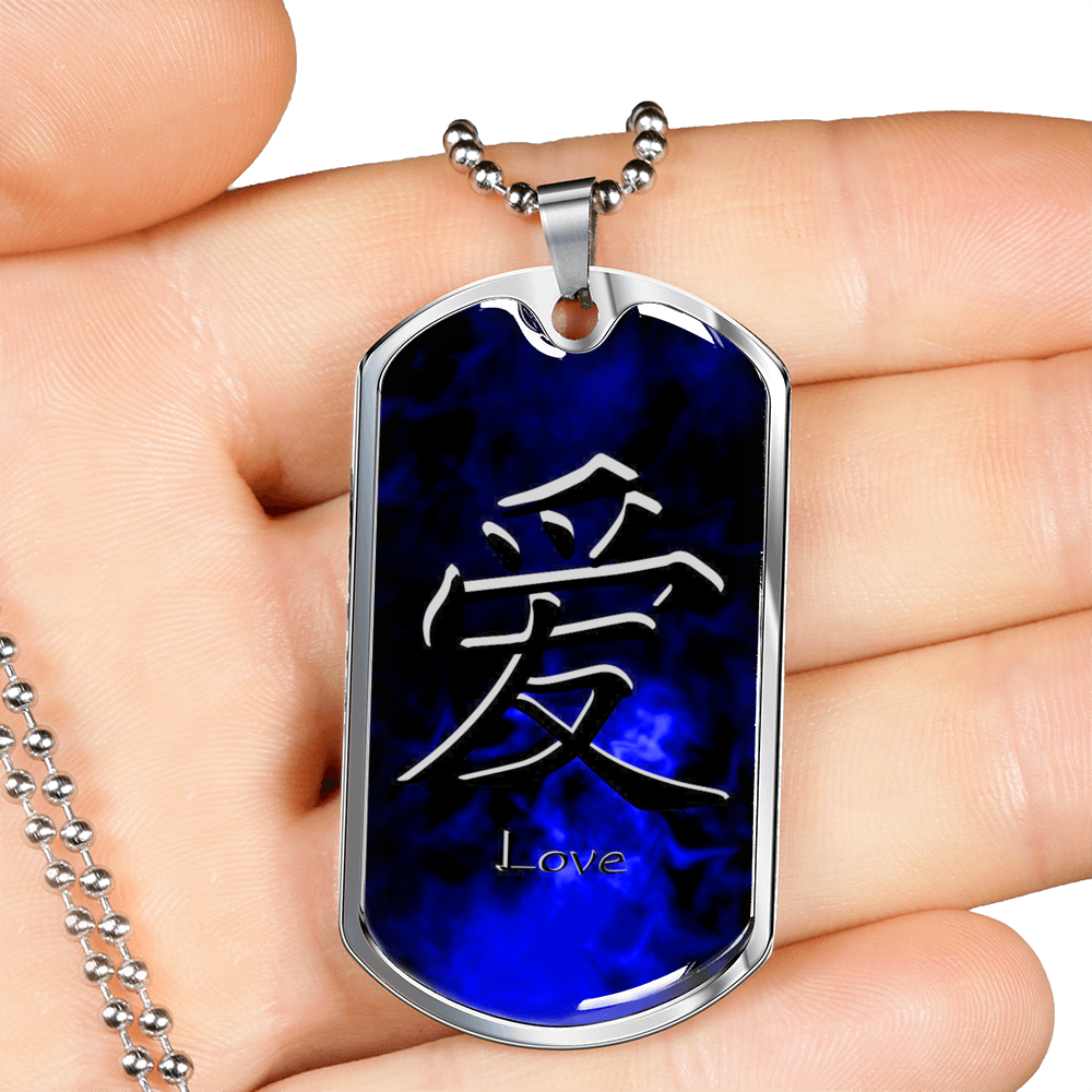 Loyalty Vibes Wicked Blue Love Dog Tag Necklace