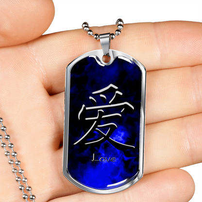 Loyalty Vibes Wicked Blue Love Dog Tag Necklace