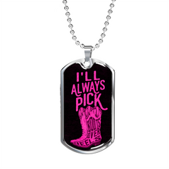 Always Boots Dog Tag Necklace - Military Chain (Silver) No - Loyalty Vibes