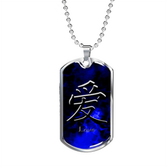 Wicked Blue Love Dog Tag Necklace Military Chain (Silver) No - Loyalty Vibes