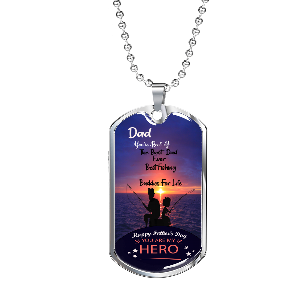 Loyalty Vibes Buddies For Life Dad Dog Tag Necklace Military Chain (Silver) No
